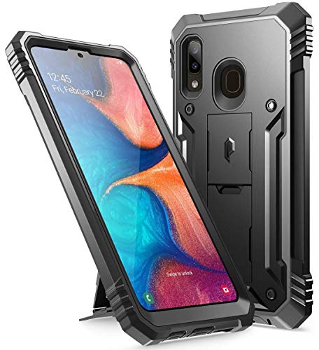 Product Cover Poetic Galaxy A20 Rugged Case with Kickstand, Galaxy A30 Case, Full-Body Dual-Layer Shockproof Protective Cover, Built-in-Screen Protector, Revolution,Defender Case for Samsung Galaxy A20 /A30, Black