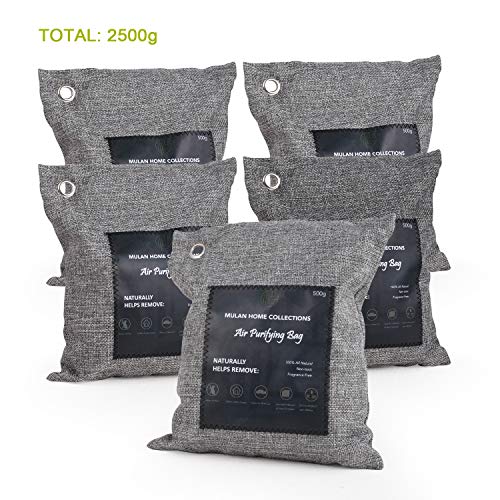 Product Cover MULAN Charcoal Air Purifying Bag (5 Pack of 500gram), Activated Charcoal Odor Absorber, All Natural Odor Eliminators for Home, Car and Pets.