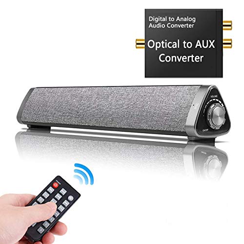 Product Cover Bluetooth Sound Bar HONEST KIN 10W Soundbar Wired and Wireless Home Theater TV Triangle Speaker Bar with Remote Control,TF Card- Surround SoundBar for TV/Computer/Tablets/Phones (with A/D Converter)