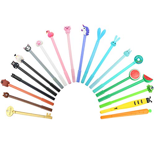 Product Cover Trounistro 21 Pieces Cute Cartoon Ink Pens Assorted Style Writing Pens Gel Ink Pen Set for Home Office School Party Kids Gift