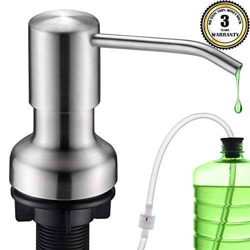 Product Cover Hand Soap Dispenser For Kitchen Sink, SonTiy Kitchen Dish Soap Dispenser Pump Brushed Nickel, Stainless Steel Liquid Soap Dispenser With 47