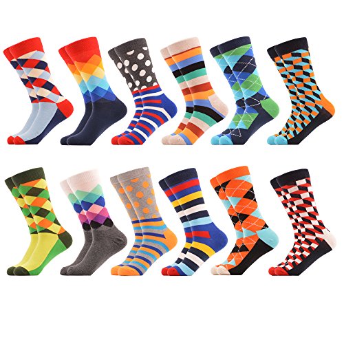Product Cover WeciBor Men's Dress Crazy Colorful Novelty Funny Casual Combed Cotton Crew Socks Pack