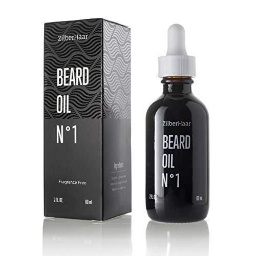 Product Cover ZilberHaar Beard Oil №1 & Leave In Conditioner - Fragrance Free - 100% Pure Natural Organic Moroccan Argan Oil and American Jojoba Oil For Beards and Moustaches for Natural Growth and Hydration - 2 oz