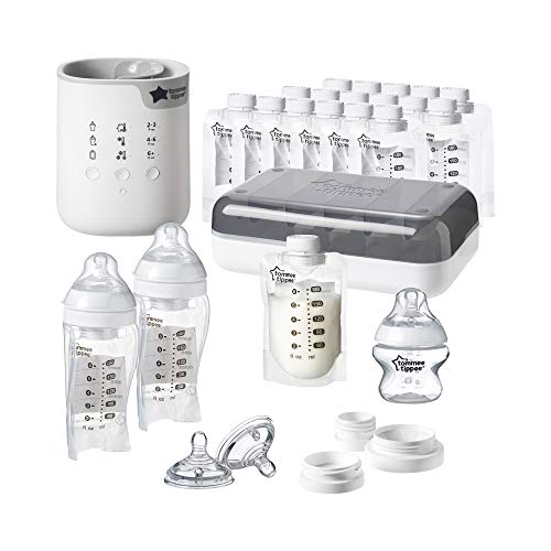 Product Cover Tommee Tippee Pump And Go Complete Breast Milk Baby Bottle Feeding Starter Set, White
