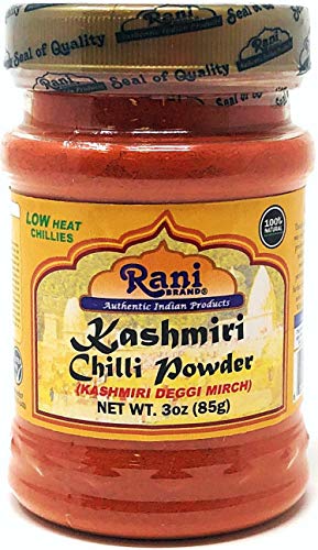 Product Cover Rani Kashmiri Chilli Powder (Deggi Mirch, Low Heat) Ground Indian Spice 3oz (85g) PET Jar ~ All Natural, Salt-Free | Vegan | No Colors | Gluten Friendly Ingredients | NON-GMO | Indian Origin