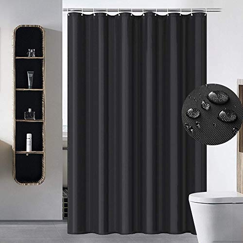 Product Cover VIERUODIS Black Fabric Shower Curtains Liner Hotel Quality, Machine Washable, PVC Free, Waterproof 72 x 72 Inch for Bathroom Long