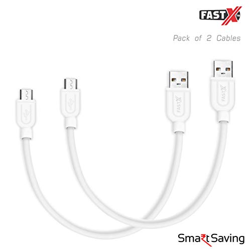Product Cover FASTX™ Data cables fast charging, FXbasics power bank cable for Micro USB Android smartphones, short small mini Round cable, charge & sync 2.8A / Tablets Multipurpose Charging Cable ( Pack of 2 Cables)