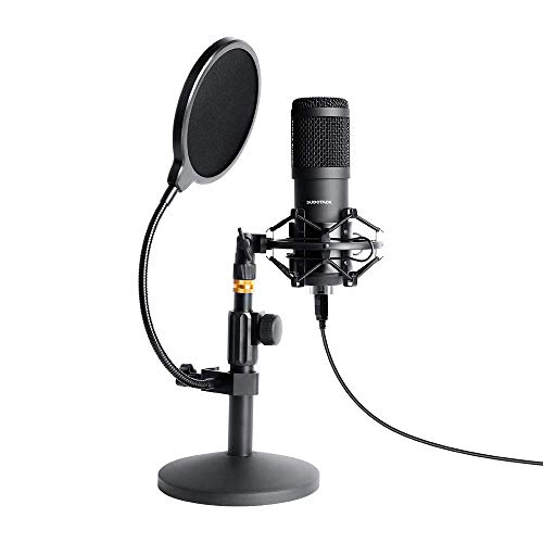 Product Cover USB Streaming Podcast PC Microphone, SUDOTACK Professional 96KHZ/24Bit Studio Cardioid Condenser Mic Kit with Sound Card Desktop Stand Shock Mount Pop Filter, for Skype Youtuber Gaming Recording