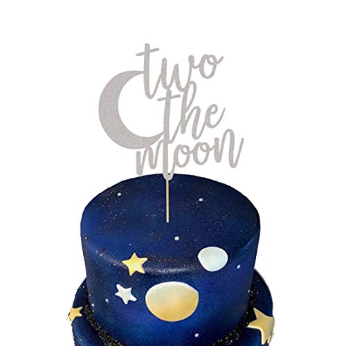 Product Cover Two The Moon Cake Topper 2nd Birthday Cake Topper I Love You To The Moon And Back 2 Birthday Party Supplies Decorations