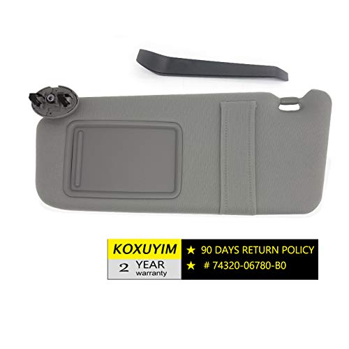 Product Cover koxuyim # 74320-06780-B0/74320-33B81-B0 Fit Toyota Camry - Gray, Sun Visor Mirror Left Driver Side Replacement Part for 07-11 Toyota Camry(NO Sunroof) Without Light