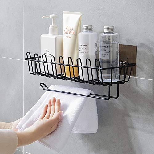 Product Cover ORPIO (LABEL) Stainless Steel Wall Mounted Hanging Storage Holder with Towel and Tissue Rack, Kitchen Wall Spice Rack, Shower Caddy for Bathroom and Kitchen Stand- Black