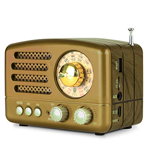 Product Cover PRUNUS M-160BT Retro Bluetooth Speaker, Portable AM FM Shortwave Rechargeable Radio, Supports TF Card/Aux/USB MP3 Player(Gold)