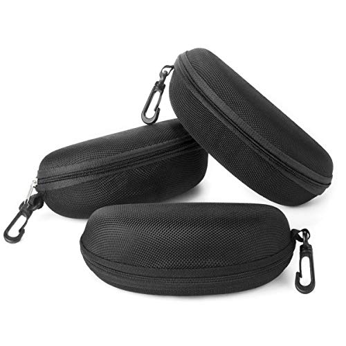Product Cover Sunglasses Case,(3 Pack) RayLove Portable Travel Zipper Eyeglasses Case Hook(3Black)