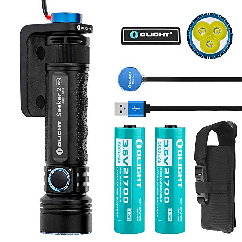 Product Cover OLIGHT Seeker 2 Pro 3200 Lumens Side Switch Rechargeable Tactical Flashlight with 2 x 21700 Battery and Patch