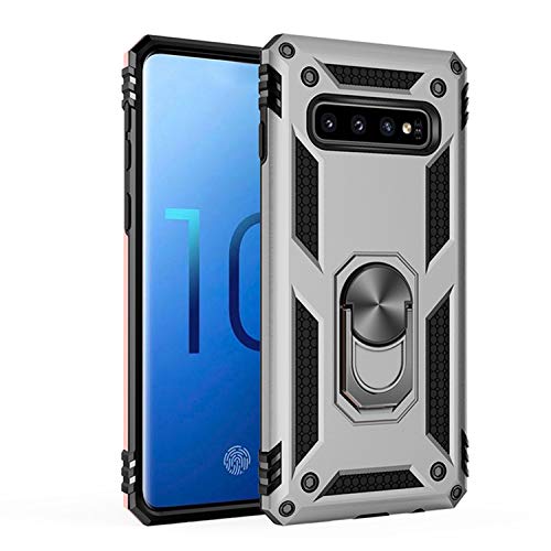 Product Cover Galaxy S10 5G Case, Magnetic Shockproof 360 Degree Rotating Metal Ring Holder with Kickstand Scratch Resistant Magnetic with Car Mount Protective Case for Samsung Galaxy S10 5G (Silver, S10 5G)