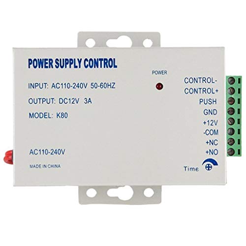 Product Cover K80 12V 3A Power Supply Control for Door Access Control System & Door Intercom Input AC 110-240V Support NO/NC Electric Door Lock and Exit Button Video Doorbell Power Supply