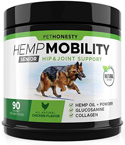 Product Cover Senior Hemp Mobility - Hip & Joint Supplement for Senior Dogs - with Hemp Oil & Hemp Powder, Glucosamine, Collagen, MSM, Green Lipped Mussel, Dog Treats Improve Mobility, Reduces Discomfort - Chicken