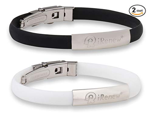 Product Cover I-Renew iRenew Energized Well Being Health Fashion Bracelet (Black & White 2 Pack) May Promote: Strength, Balance and Endurance.