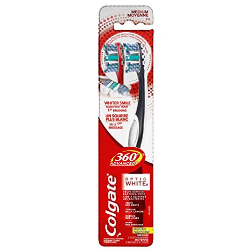 Product Cover Colgate 360° Advanced Optic White Toothbrush, Medium - 2 Count