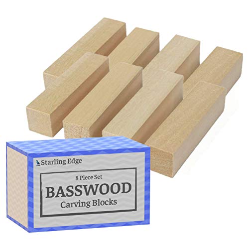 Product Cover Basswood Blocks for Carving (8 Pieces - 1 1/4