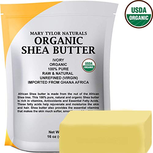 Product Cover Organic Shea butter (1 lb) USDA Certified, Raw, Unrefined, Ivory From Ghana Africa, Amazing Skin Nourishment, Great for Eczema, Stretch Marks and Body by Mary Tylor Naturals