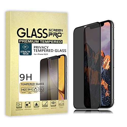 Product Cover StealthTECH Privacy Screen Protector for iPhone X and XS, [2019 Upgraded Design] [Full Coverage] [Anti-Dim], Smash Proof Tempered Glass, Anti-Spy, HD Ultra Definition