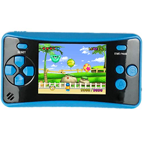 Product Cover HigoKids Handheld Game Console for Kids Portable Retro Video Game Player Built-in 182 Classic Games 2.5 inches LCD Screen Family Recreation Arcade Gaming System Birthday Present for Children-Blue