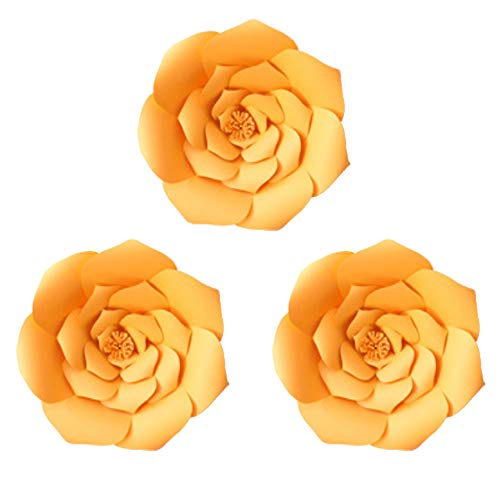 Product Cover Daily Mall Paper Flower Decorations Giant Wedding Flowers Party Flower Backdrop DIY Handcrafted Flower for Nursey Birthday Wall Decor (Orange, 3pcs-16)