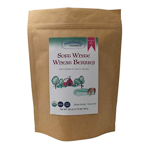 Product Cover Shipetaukin Organic Soft White Wheat Berries | Certified USDA Organic | Non-GMO | USA Grown | Non-Irradiated | Kosher | Spring Grain (28 Ounces)