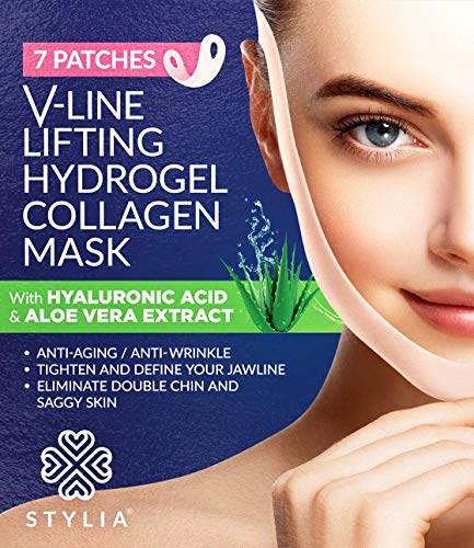 Product Cover 7 Piece V Line Shaping Face Masks - Lifting Hydrogel Collagen Mask with Aloe Vera - Anti-Aging and Anti-Wrinkle Band - Double Chin Reducer Strap - Contouring, Slimming and Firming Face Lift Sheet