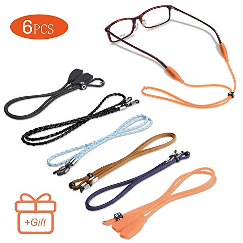 Product Cover 6 Pcs Eyeglasses Strap-Chains-Cord, Premium Sunglass String for Men Women Kids, Adjustable Eyewear Retainer with 2 Pairs Ear Hooks for Reading Glasses, Sports and Outdoor Activities