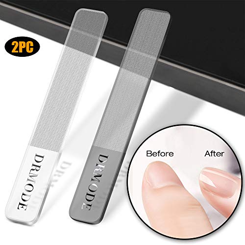Product Cover Glass Nail Shiner - DRMODE 2PC Upgrade Nano Nail Shiner Glass Nail Buffers Nail Files Polisher Professional Crystal Manicure Tools Kit for Natural Nails