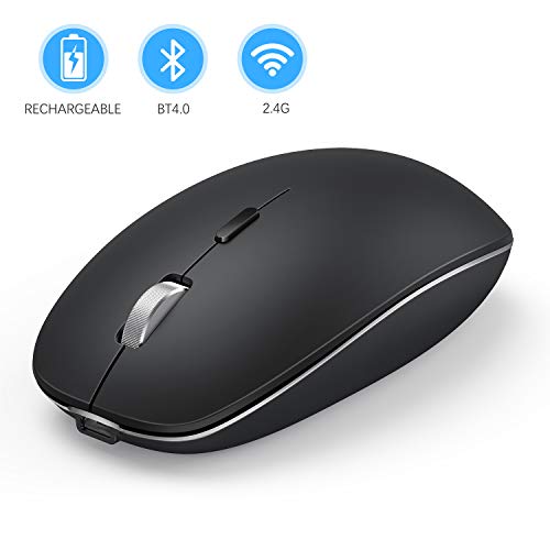 Product Cover Rechargeable Bluetooth Mouse, Jelly Comb Dual Mode 2.4GHz Wireless and Bluetooth Mouse Compatible for MacBook, Laptop, Windows