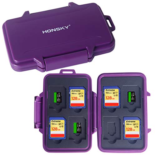 Product Cover SD Card Holder, Honsky Waterproof Memory Card Holder Case for SD Cards, Micro SD Cards, SDHC SDXC, Purple