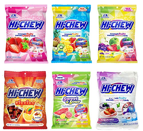 Product Cover Hi Chew 6 Different Flavors Variety Pack (Tropical Mix, Sours, Strawberry, Original Mix, and Yogurt) (Pack of 6)
