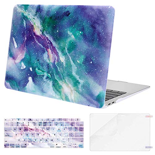 Product Cover MOSISO MacBook Air 13 inch Case 2019 2018 Release A1932 with Retina Display, Plastic Pattern Hard Shell & Keyboard Cover & Screen Protector Only Compatible with MacBook Air 13, Galaxy Marble