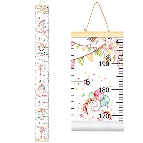 Product Cover Sylfairy Baby Height Growth Chart Ruler for Kids, Roll-up Wall Ruler Removable Wall Hanging Measurement Chart 7.9'' x 79'' Wall Decoration with Wood Frame