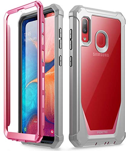 Product Cover Galaxy A20 Rugged Clear Case, Galaxy A30 Case, Poetic Full-Body Hybrid Shockproof Bumper Cover, Built-in-Screen Protector, Guardian Series, Case for Samsung Galaxy A20 / Galaxy A30, Pink/Clear