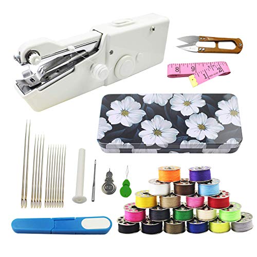 Product Cover Luckkyme Handheld Sewing Machine and Sewing Thread Kit, Mini Portable Sewing Machine, 20 Pcs Sewing Threads, 16 Pcs Sewing Needles, Scissors and Measuring Tape(New)