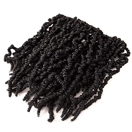 Product Cover 3 Packs Short Curly Spring twist Braids Synthetic Crochet Hair Extensions 10 inch 15 strands/pack Ombre Crochet Twist Braids Fiber Fluffy Curly Twist Braiding Hair Bulk (1B#)
