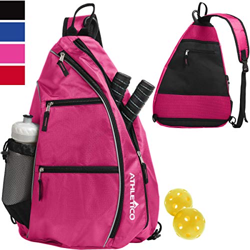 Product Cover Athletico Sling Bag - Crossbody Backpack for Pickleball, Tennis, Racketball, and Travel for Men and Women (Pink)