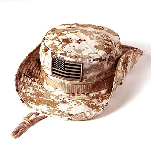 Product Cover Chinmor Military Tactical Head Wear/Boonie Hat Cap with USA Patch for Wargame,Sports,Fishing &Outdoor Activties Desert Camouflage