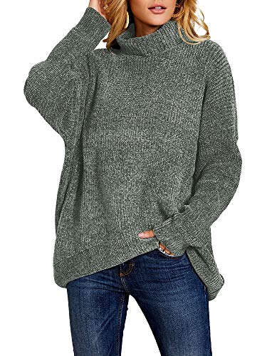 Product Cover Ferbia Women Cowl Neck Sweaters Chunky Oversized Chenille Pullover Baggy Turtleneck Slouchy Batwing Sleeve Fall Jumper