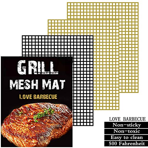 Product Cover Grill mat Set of 3 - Non Stick BBQ Grill mesh mats,Reusable,Easy to Clean,Suitable for Charcoal Electrical and Gas Grilling.Extended Warranty