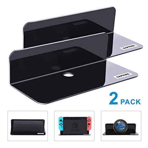 Product Cover OAPRIRE Acrylic Floating Wall Shelves Set of 2, Damage-Free Expand Wall Space, Small Display Shelf for Nintendo Switch/Smart Speaker/Action Figures with Cable Clips