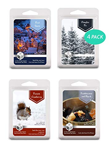 Product Cover BAC Home 4 Pack - Winter Collection Soy Blend Scented Wax Melts Wax Cubes, 10.0 oz, [24 Cubes] with First Snow, Frozen Cranberries, Frankincense and Myrrh and Douglas Fir