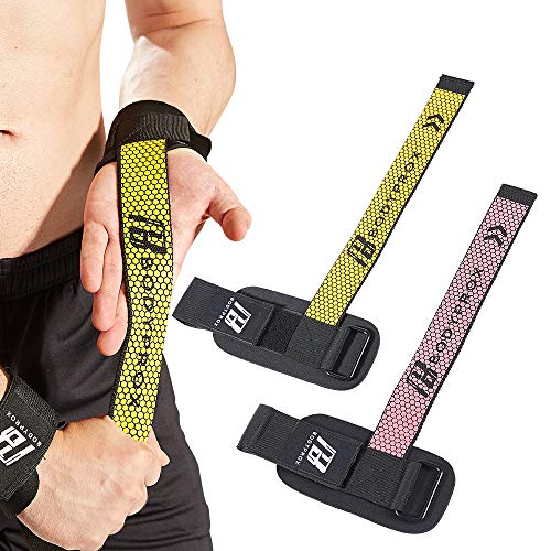 Product Cover Bodyprox Wrist Straps for Weight Lifting 2 Pack, Lifting Straps with Silicone Padded Anti-Slip Feature
