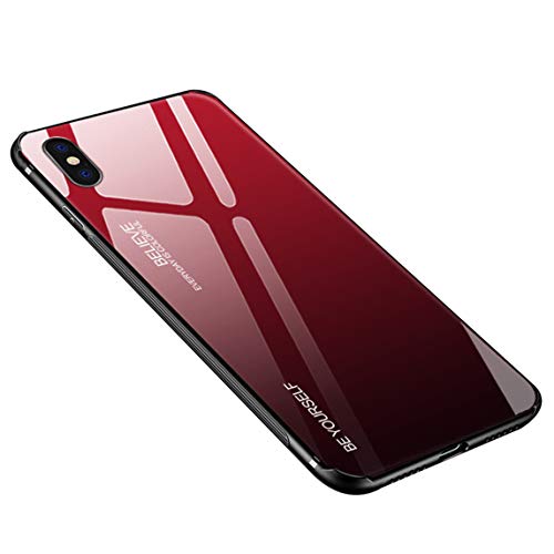 Product Cover Case Compatible with iPhone Xs Max,Luhuanx Tempered Glass Gradient Color Pattern+TPU Frame Hybrid Slim case for iPhone Xs Max(2019) Anti-Scratch Anti-Drop
