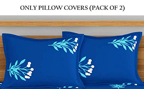 Product Cover Home Ecstasy 100% Cotton Pillow Covers Set of 2 Cotton, 140tc Floral Blue Printed Cotton Pillow Covers 18 x 27 Set of 2 Cotton Pillowcase