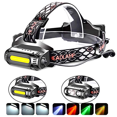 Product Cover Rechargeable Headlamp Flashlight,COB and LED Headlamp,2500 Lumens Brightest Head Lamp Flashlight, Headlight USB Rechargeable,IPX4 HeadLamps, Best for Camping, Outdoors, Adults.Activities (black)